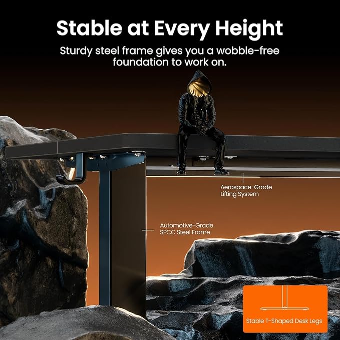 ErGear Height Adjustable Electric Standing Desk, 63 x 28 Inches Sit Stand up Desk, Memory Computer Home Office Desk, Carbon Fiber Black