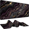 Large Mouse Pad 31.5x15.7 Inch Purple Marble Gold Foil Desk Mat XL | Aesthetic Purple Marble Design with Gold Foil,XL Keyboard Mouse Pad with Non-Slip Rubber Base for Home Office & Computer