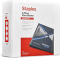 Staples Standard 4-Inch D-Ring View Binder, White, 775 Sheets | Large-capacity binder for office and school document storage.