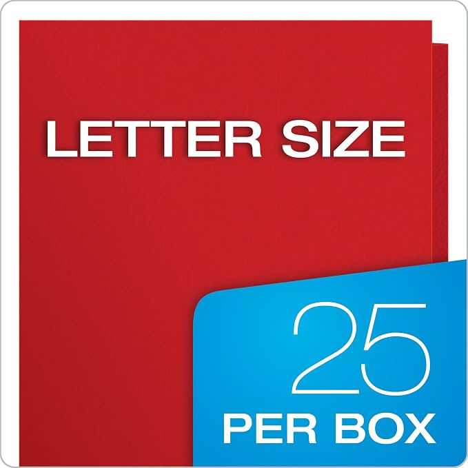 Oxford Two Pocket Folders,Textured Paper,Red,for School,Home,and Office,Letter Size,25 Per Box (57511EE),(Pack of 5)