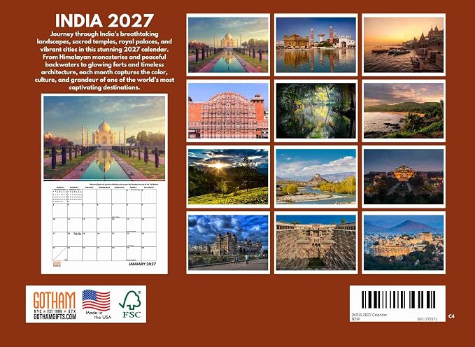 India Calendar 2027 Monthly Wall Calender 12 Month