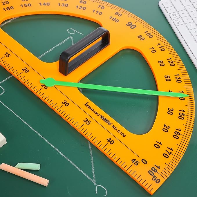 Operitacx Large Protractor, Classroom Math Protractor, Teaching Magnetic Protractor, 180 Degrees Teacher Blackboard Drawing Tool Classroom Supply (19.6x11 inch)