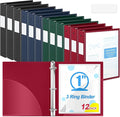 Henoyso 1 Inch 3 Ring Binders with Clear Front Cover and 2 Pockets, Round Ring Binders Fits 8.5'' x 11'' Letter Size Paper for School Office Supplies, 12 Pack (Assorted Assorted Classic Color)