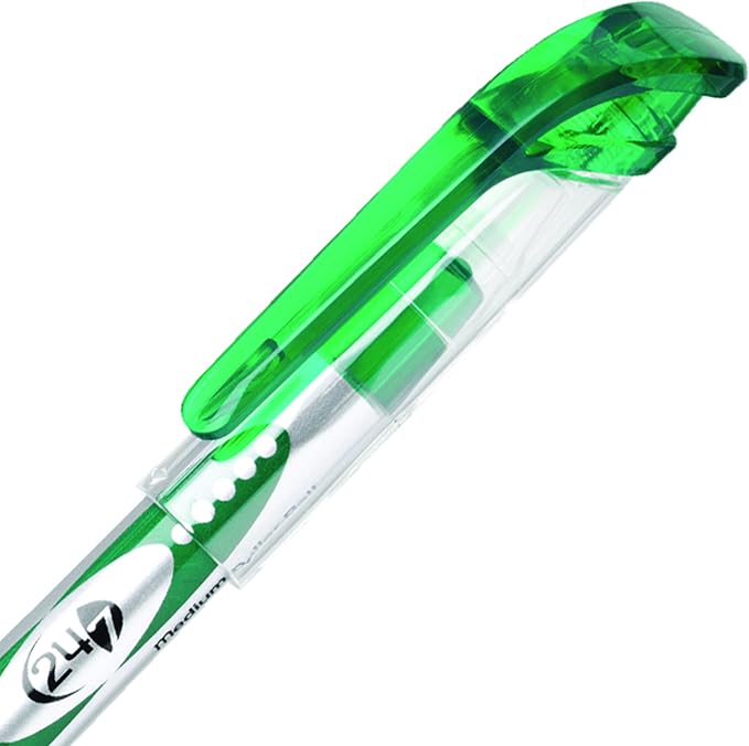 Pentel 24/7 Roller Ball Pen Medium Line, Green Ink, Box of 12 (BLD97-D)
