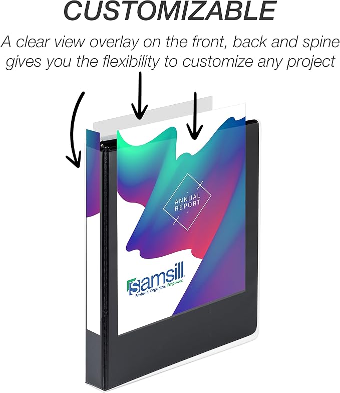 Samsill Durable 1 inch 3 Ring Binder, D Ring Binder, 100% Recycled Chipboard, Black, 24 Pack - Bulk