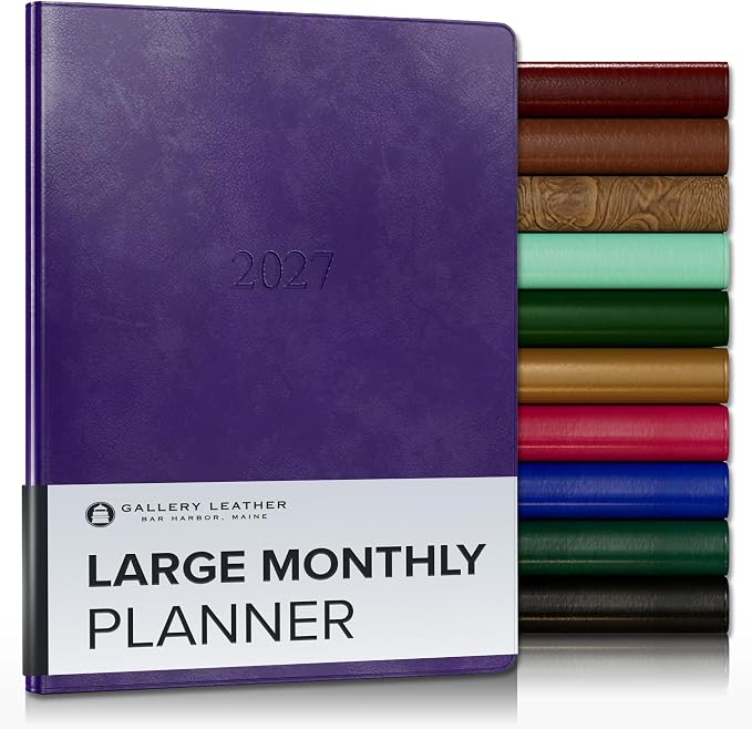 Gallery Leather Large Monthly Planner 2026-2027 Acadia Plum