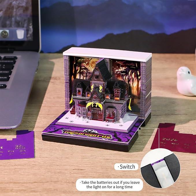 3D Time Piece Calendar, 2027 Desk Calendar With LED Light, 3d Tree Memo Pad Creative Desk Calendar, Christmas Gift for Colleague Friend, Desktop Decoration (Broom Bar)