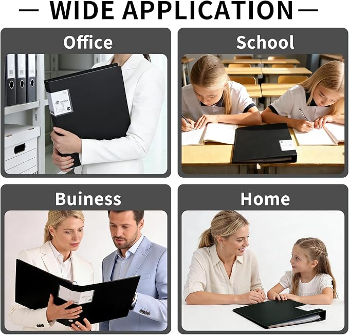 3 Ring Binders,4 Pack D Ring Binder A4 for School, Office(Black)