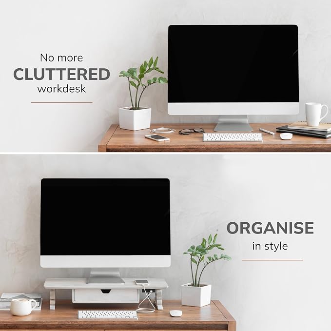 Anji Mountain Monitor Stand - Desktop Organizer & Laptop Riser, Ergonomic Monitor Riser, Space-Saving Monitor Stand for Desk, Durable Construction, Easy Assembly, Ideal for Home & Office