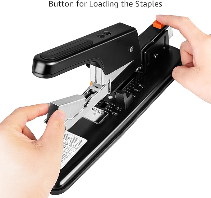 Amazon Basics Heavy-Duty Stapler, 90 Sheets High Capacity, Non-Slip, Large Office Stapler with 1000 Staples, Black (Pack of 6)