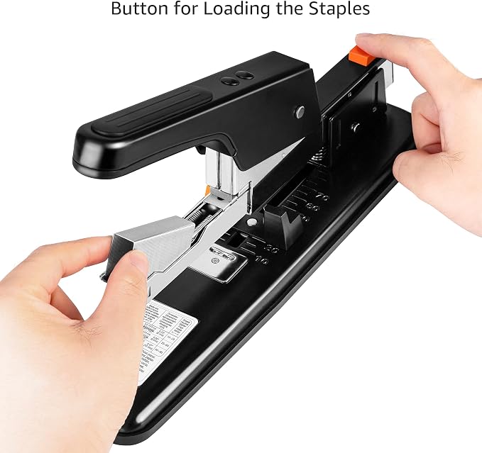 Amazon Basics Heavy-Duty Stapler, 90 Sheets High Capacity, Non-Slip, Large Office Stapler with 1000 Staples, Black