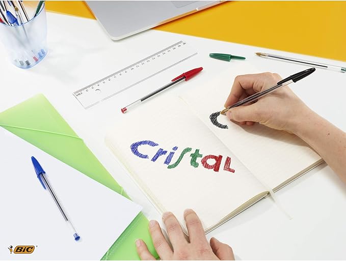 BIC Cristal Original Ballpoint Pens Medium Point (1.0 mm) â€“ Red, Pouch of 4
