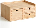 KIRIGEN Wooden Desk Organizer with 3 Drawers and Top Tray Natural DT1D3C-NA | 3-Drawer Cabinet with Top Tray Stores Office Supplies, Toiletries, Tools, Crafts, and Small Accessories on Desks or Counters