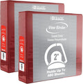 BAZIC Products 2" Burgundy 3-Ring View Binder, Slant-D Ring, 2-Pack | 2 inside pockets, 2 in Burgundy view 3-ring binder, slant-D rings, holds up to 480 sheets, Durable poly cover, 2 Pockets