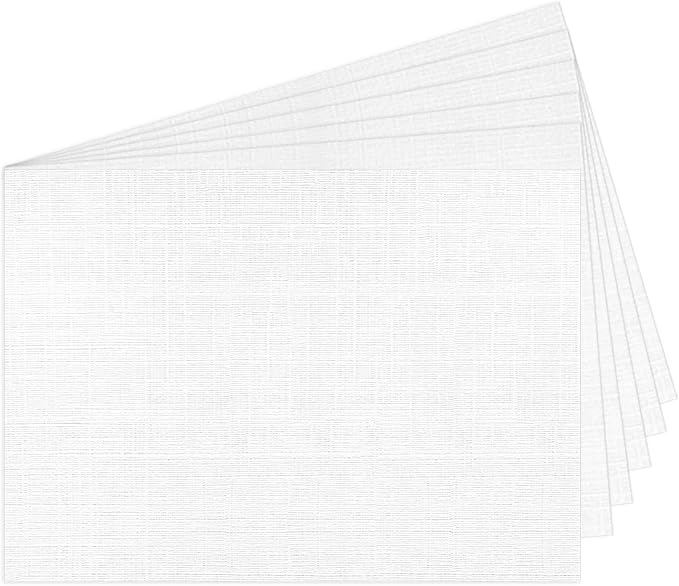 5x7 Linen Paper Textured Cardstock White 100 lb | Goefun Wedding Invitation Heavy Duty Card Stock, 100 Sheets Printable Linen Paper for Invitations, Artworks, DIYs