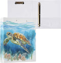 ALAZA 3 Ring Binder Sea Turtle Watercolor Clipboard Round Ring Binder Holds 1.5 Inch Three Ring Binder Heavy Duty Ring Binders for Office Supplies, 1Pack