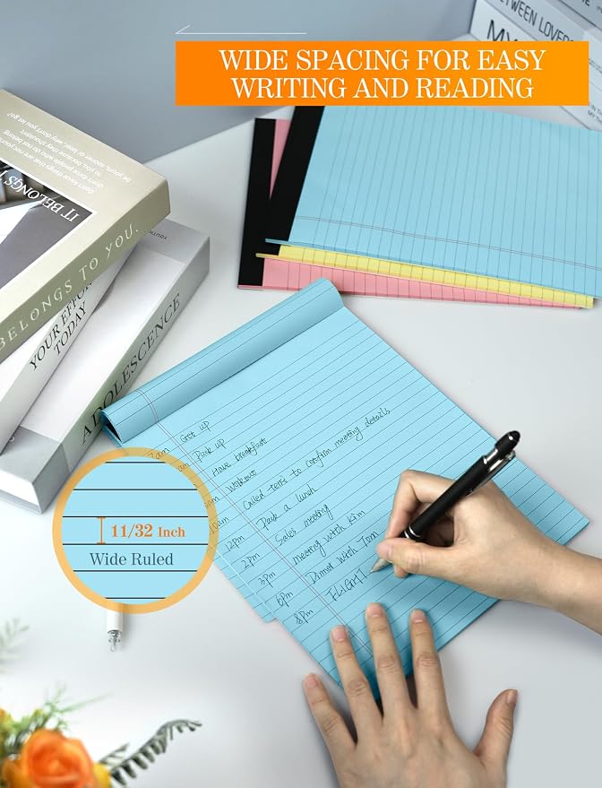 Colored Legal Pads 8.5 x 11, 2 Pack Pink Notebook Paper 8.5 x 11 Note Pads
