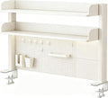 31.5 Inch Clip-on Desktop Organizer Bookshelf with Pegboard, Desk Shelf Organizer, Multipurpose Computer Desk Desktop Bookshelf, Desk Extender Pegboard Clamp, Desktop Display (White)