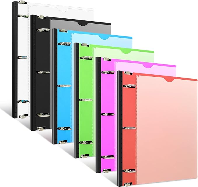 INFUN 1 Inch Telescoping 3 Ring Binder - 6PCS, Flexible Round Binder with Customizable Front Cover and Clear Catalog Pocket, 1Inch Rings, Perfect for School, Office & Home