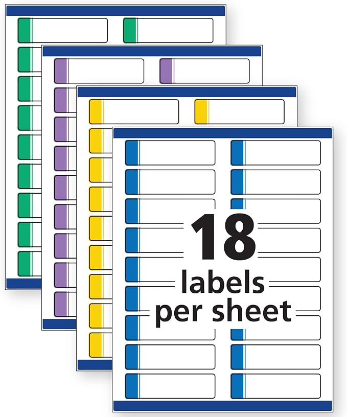 Avery® TrueBlock® Extra Large File Folder Labels, 15/16" x 3-7/16", 450 Printable Labels, Assorted Colors (5026)