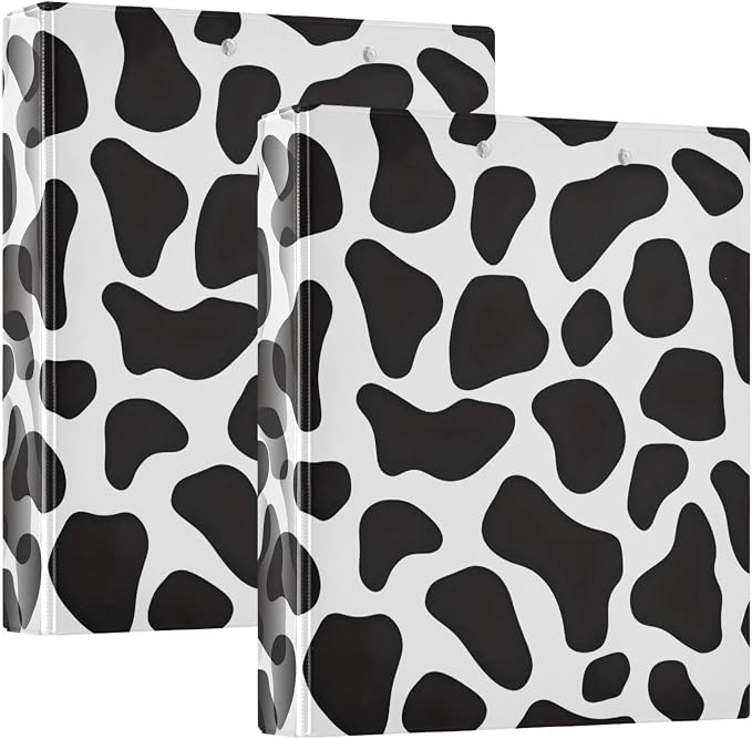 ALAZA 3 Ring Binder Black and White Cow Doodle Print Clipboard Round Ring Binder Holds 1.5 Inch Three Rings Binder Heavy Duty Binders for School Office Supplies, 1Pack
