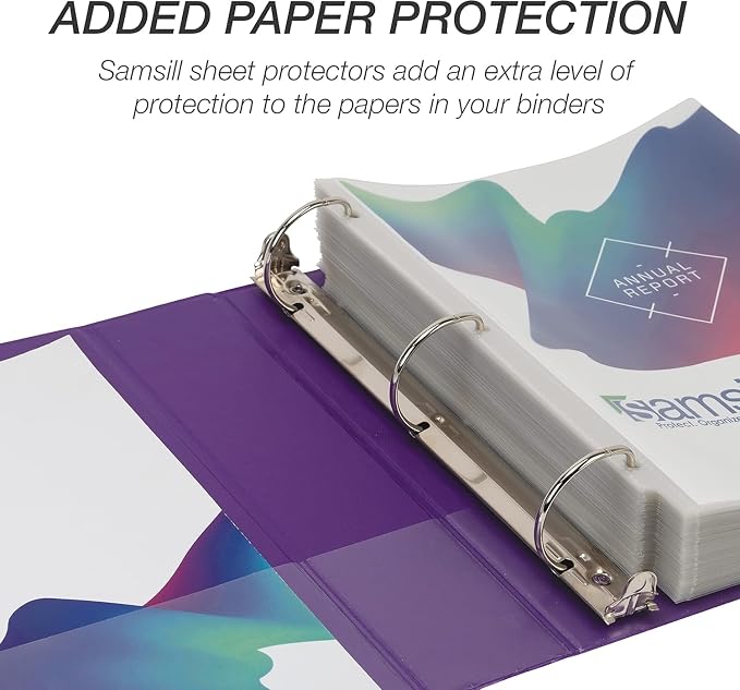 Samsill Durable 2 Inch Binder, D Ring Binder, Customizable Clear View Cover, Purple, 12-Pack, Holds 475 Pages