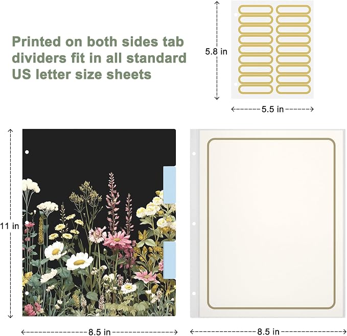Rouidr 3 Ring Binder with clipboard, 1 inch 8.5 x 11 in Letter Size View Binders Organizer with Dividers Tabs & Clear Sleeves, School Supplies, Office Supplies