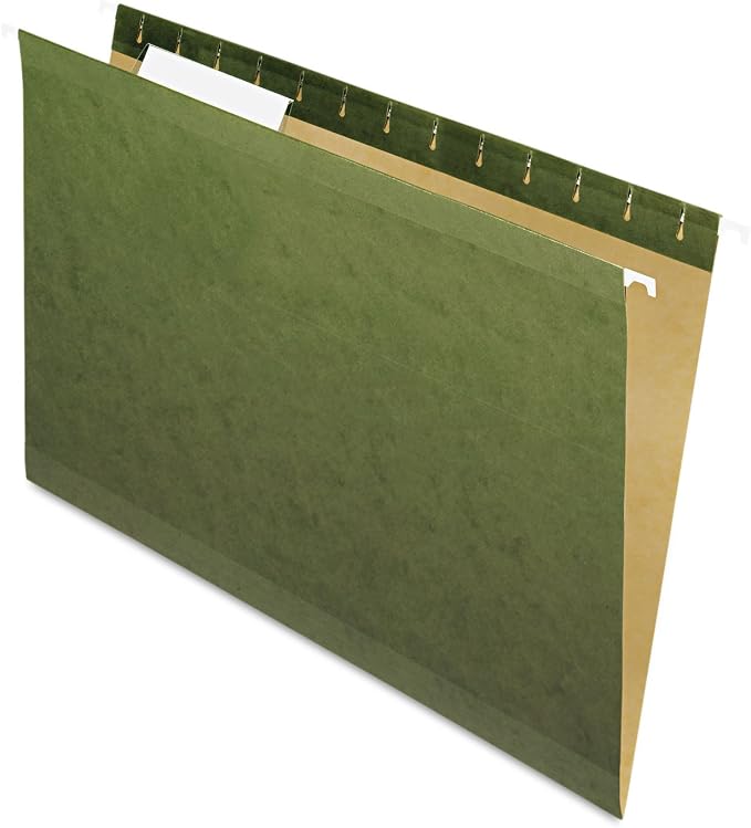 Pendaflex 415313 Hanging File Folders, 1/3 Tab, Legal, Standard Green (Box of 25)
