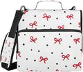 ALAZA Zipper Binder 3 Ring Red Bow Black Polka Dot Binder Organizer with Zipper and Shoulder Strap Large Capacity Multi-Pocket Trapper Keeper File Folder for Office Supplies