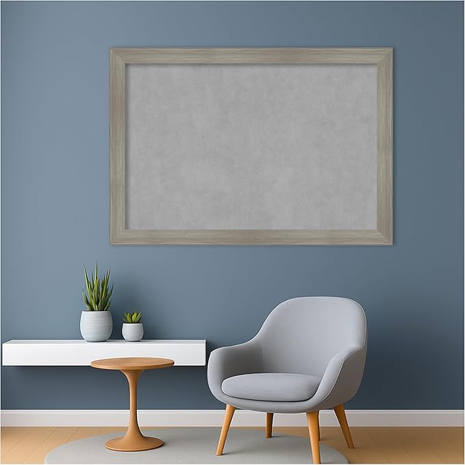 Amanti Art Grey Framed Magnetic Board 28x40 Large Vision Board for use with Magnets, 100% Metal Sheet to Display Items as Office Decor or for Home Organization in mudroom, Kitchen or Kids Room