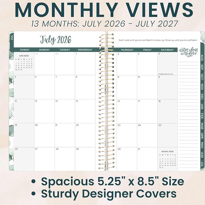 bloom daily planners 2026-2027 Planner - Academic Year (July 2026 - July 2027) Monthly & Weekly Soft Cover Planner for Women - 13 Month Inspirational Agenda Book with Stickers - 5.5" x 8.25" - Boho Greenery