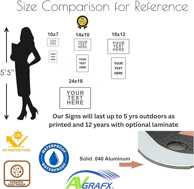 Custom Signs Outdoor Metal 24x18 for Home Office Business, Personalized, Door, Porch, Delivery, Man Cave, Shop, Garage. For Outside. Our Metal Signs Are UV Printed Solid Aluminum 24x18