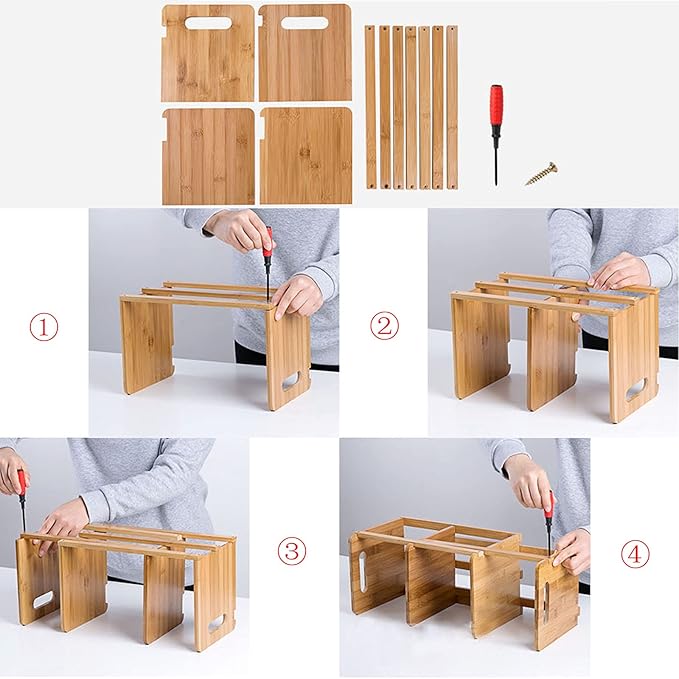 Fox Claw Desktop Bookshelf Expandable Desktop Organizer Counter Bookcase Desk Storage Organizer Display Shelf Rack for Office Supplies, Kitchen,Bathroom