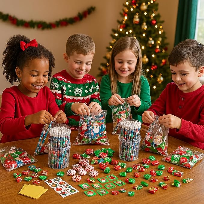 Anderson's Winter Fun Pencil Tub, 144‑Piece Assorted #2 Pencils, Cheerful Winter & Christmas Designs, Classroom Rewards for Kindness, Good Behavior, Academic Achievement, Holiday Parties, Festivals