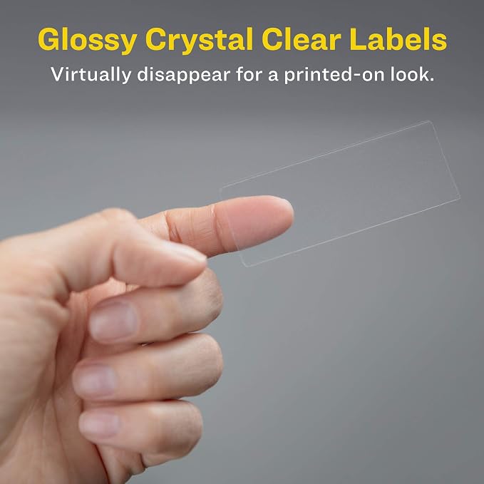 Avery Printable Return Address Labels with Sure Feed, 2/3" x 1-3/4", Glossy Clear, 600 Blank Mailing Labels (06520)