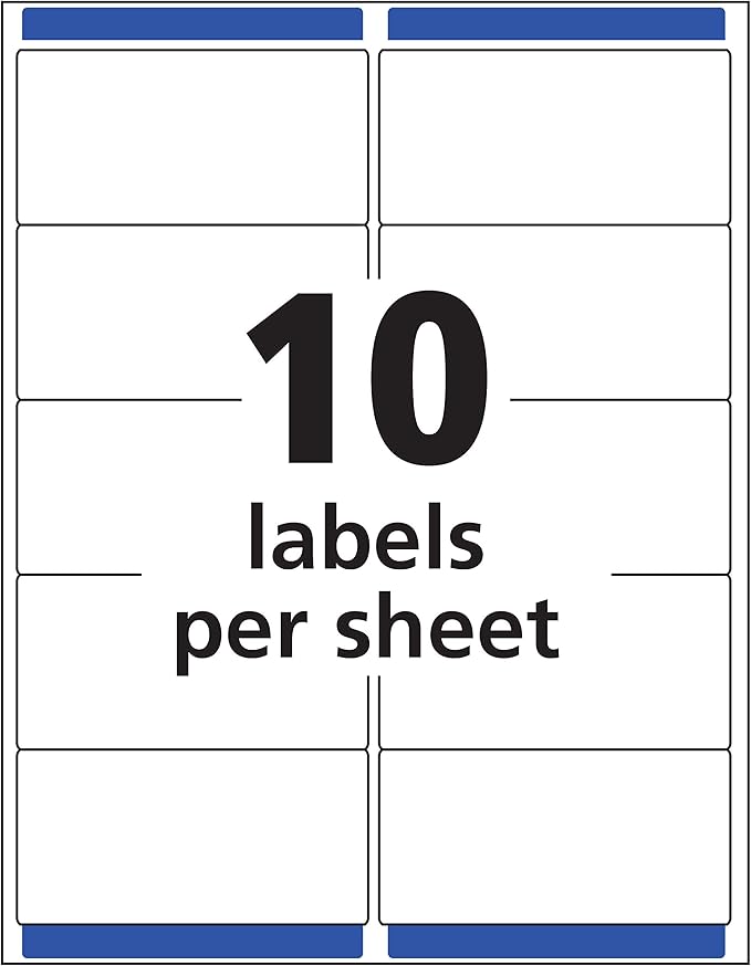 Avery Printable Shipping Labels with Sure Feed, 2" x 4" Customizable Stickers, Matte Clear, 250 Blank Mailing Labels, Great for Mailing, Shipping, and More (8663)