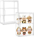LXLXXL Acrylic Display Case 3 Tier Wall-Mounted for Collectibles,2 Pack | Dual-use Tabletop＆Wall Mount with Adhesive Buckles, Magnetic Door,2 Removable Partitions,Tool-Free Assembly for Collectibles