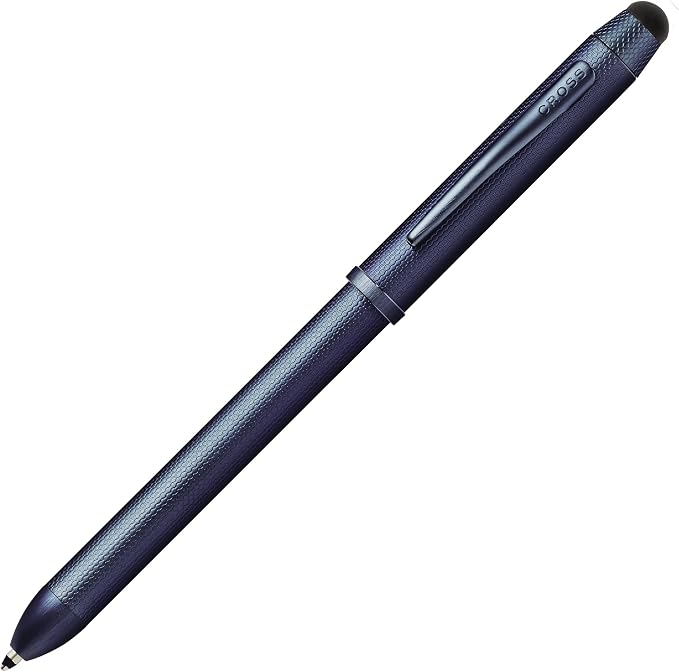 Cross Tech3+ Dark Blue PVD Multifunction Pen - Multifunctional Pen & Pencil for Versatile Use - Multiple Writing Tips - 2-Way Rotation Mechanism - Built-In Stylus - Corporate Gifts - Black Ink