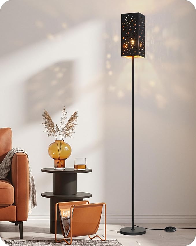 64.6" Floor Lamp, with Foot Switch, Standing Lamp with Sky Stars Design, Modern Freestanding Lamp (Bulb Not Included), for Living Room, Bedroom, Office, ETL Listed,Black Starry Sky AB07LD05