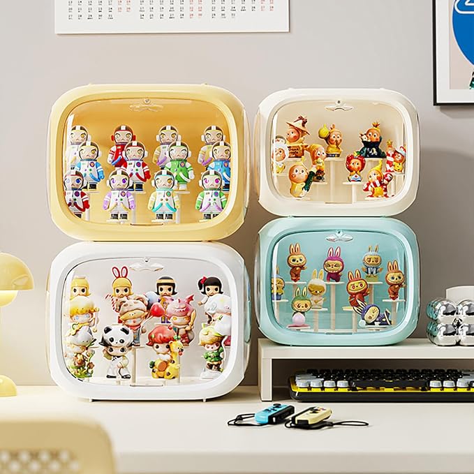 Display case for Plush Doll, Upgrade Large-Sized Display Box for 6.7in Dolls Clear Acrylic Display Box with Door Dust and Moisture Proof Suitable for Lego Collectibles Action Figures Pop Mart