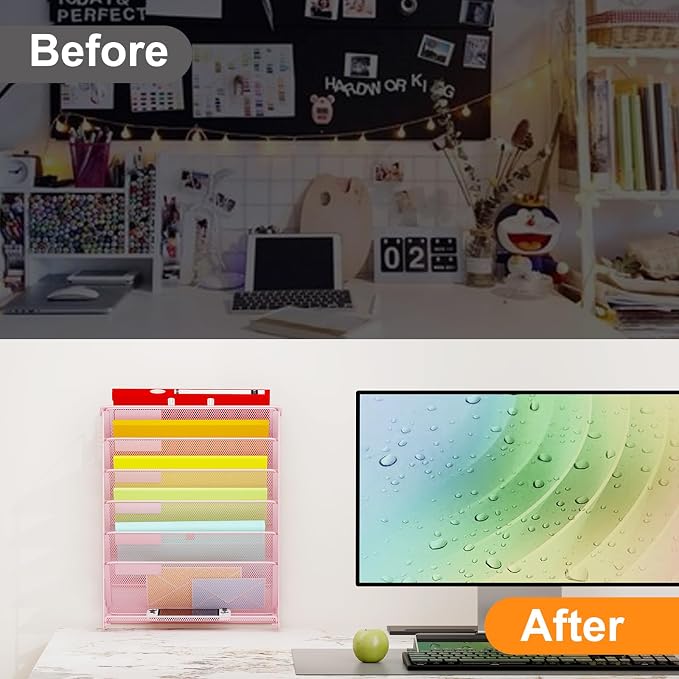 Kuntine.B Wall File Organizer Office Hanging Magazine Holder Wall File Organizer for Office Home
