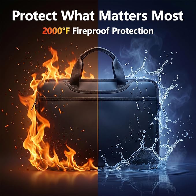Fireproof Accordion File Organizer Bag A4 13 Pockets Black | Expandable Document Folder, With Handle, Portable, Fire Resistant