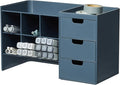 Blue Ginkgo Stackable Desk & Pen Organizer, Blue, Made in Korea | Multi-Compartment. 3 Drawers. Easy Access.