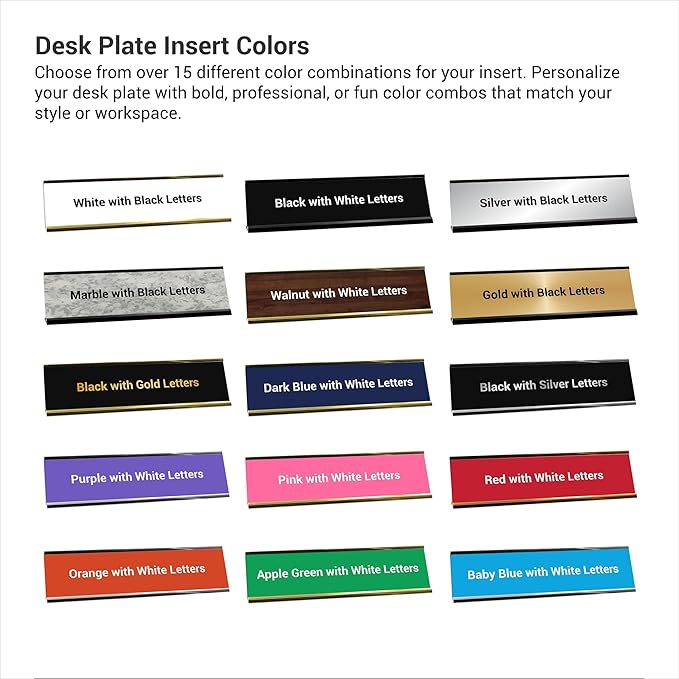 Custom Engraved Desk Plate | Personalized with your Name and Title | Perfect Decor for Office, Business, or Home | Multiple Font and Color Options | 2x8" or 2x10" (Silver w/Black Letters, 2x8")