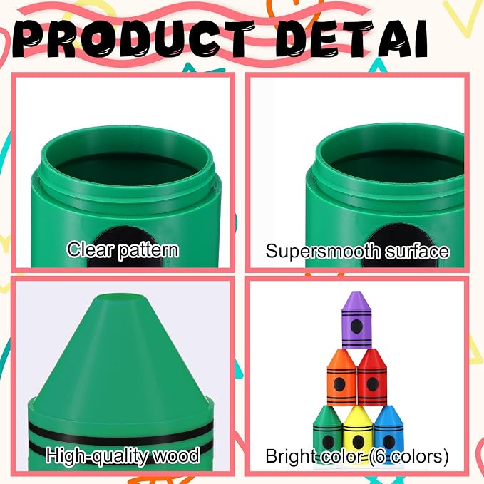 Gueevin 6 Pcs Crayon Holder Organizer with Lid for Classroom Teacher Desk | Back to School Colorful Pen Dispenser, Crayon and Pencil Organizer, Teacher Pencil Holder, for Office Classroom Teacher Gift
