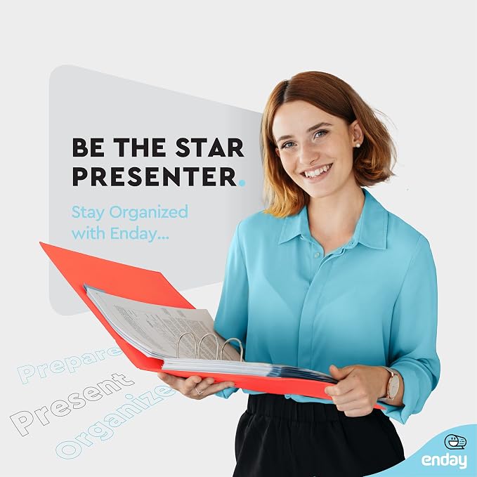 Enday 2 inch 3 Ring Binder (12 Pack - Red) Binder 2 inch with Clear View Cover and 2 Inside Pocket - for Letter Size 8.5 x 11'' Paper, Ideal for School Supplies, Office, and Home