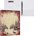 3 Ring Binder Retro Christmas Tree 1.5 inch Binders Three Ring Binders with Clipboard Fit 8.5'' x 11'' Paper 3 Interior PVC Clear Pockets for Office Supplies
