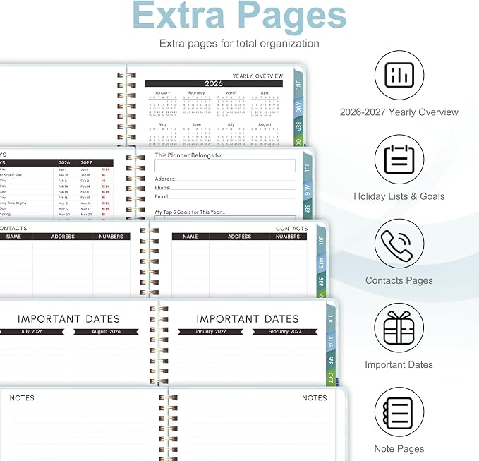 Planner 2026-2027, Weekly and Monthly Academic Year Calendar Planner, July 2026 - June 2027, Daily Agenda Book for Office School Supplies, Letter Size(8.5'' x 11'')