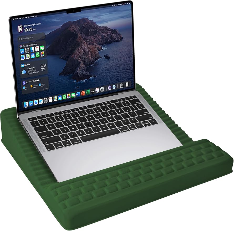 Adjustable Lap Desk with Wrist Rest, Reversible Laptop Stand | Cooling Grip Surface, Fits up to 17'' Laptop, Portable Lap Desk with Pillow Cushion,Computer Tray for Home Office,Grass Green