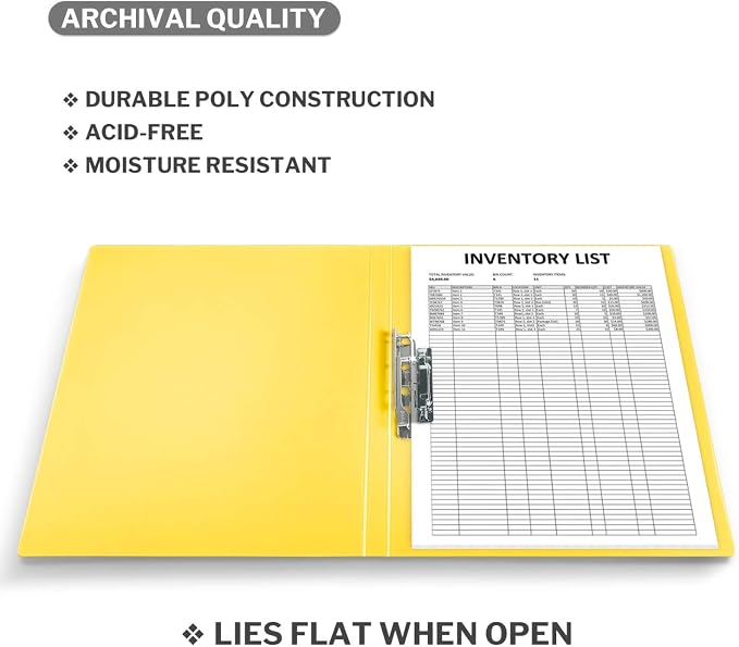 CRANBURY Punchless Clamp Binder, Ringless 8.5x11 Folder, 4-Pack | Assorted Colors, Holds 100 Letter-Size Pages, Strong Metal Clip, Transparent Acid-Free Poly, Home & Office
